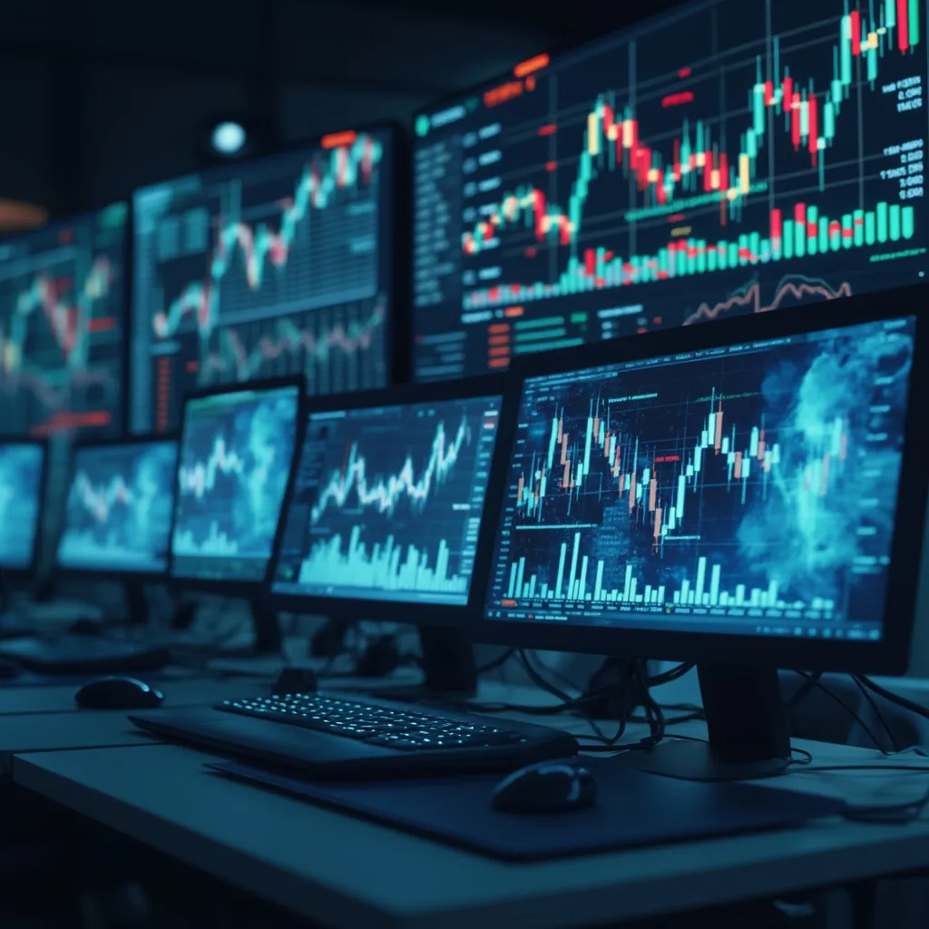 Tecnología y finanzas, gráficos en pantalla